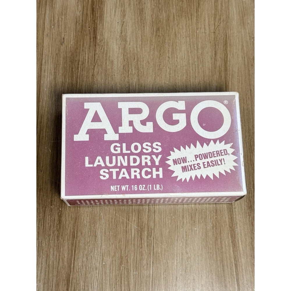 ARGO Gloss Laundry Starch 16 oz Powdered Crisp Finish Red Box Vintage NOS